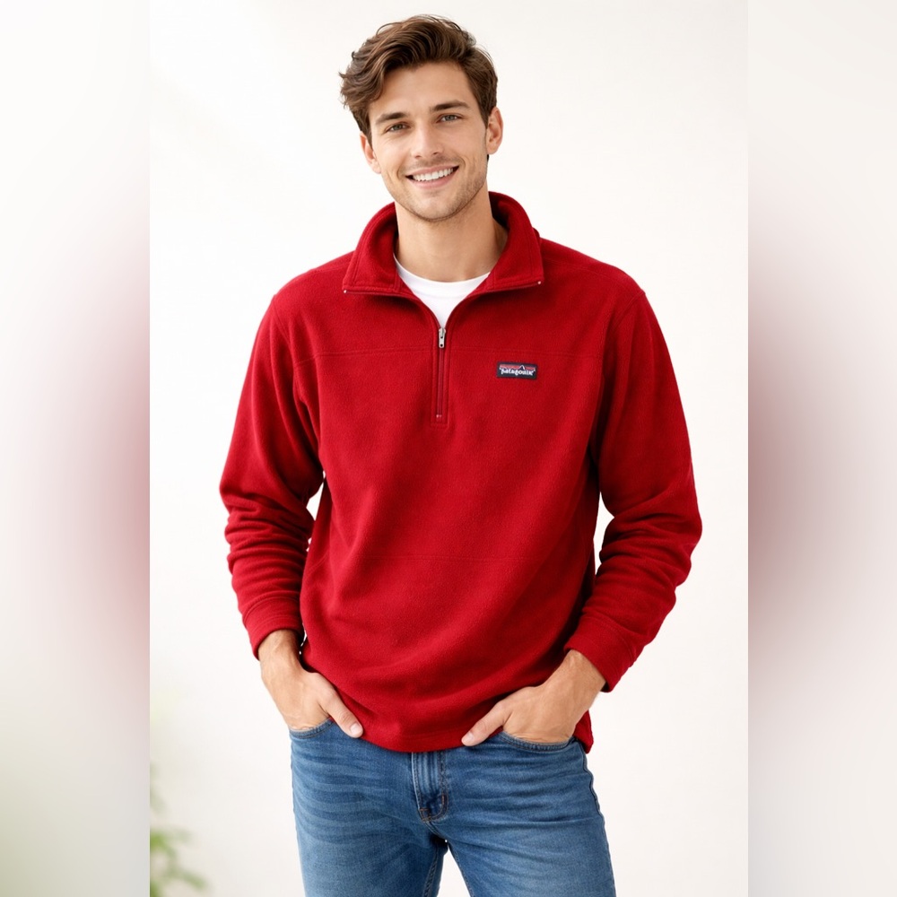 Patagonia Men’s Red Quarter-Zip Fleece Pullover Sz. M